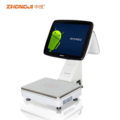 30kg Double Screen Android  Cash Register POS Scale System with Printer For Restaurant, Store shop