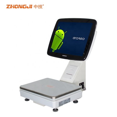 Fruit Store 15 inch Capacitive Android Touch Screen POS Scale System 30kg pos Scale