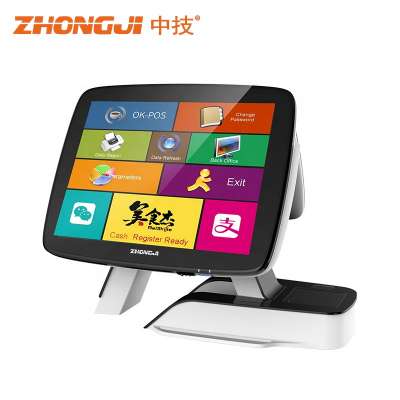 Cashless Payment 12.5 inch Fanless Full Flat Capacitive Touch Screen POS Hardware Solutions with RFID Card Reader For Food Court